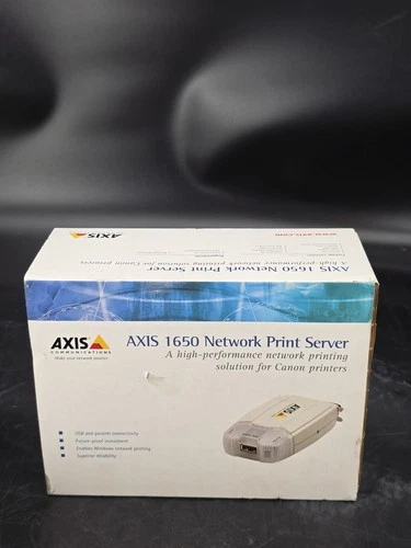 NOB Axis 1650 Network Print Server  120V, Ethernet LAN Axis Etrax 100LX, 100 MHz