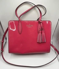 Kate Spade Rowe Patent Leather Medium Top Zip Satchel Crossbody Magenta