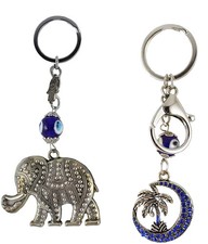Handbag Charm Hanging Evil Eye Keychain KeyRing Amulet Set of 2