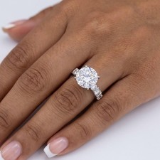 Side Stone Engagement Ring Solid 14K Gold 6.45 CT Round Lab-Grown Diamond F VS2