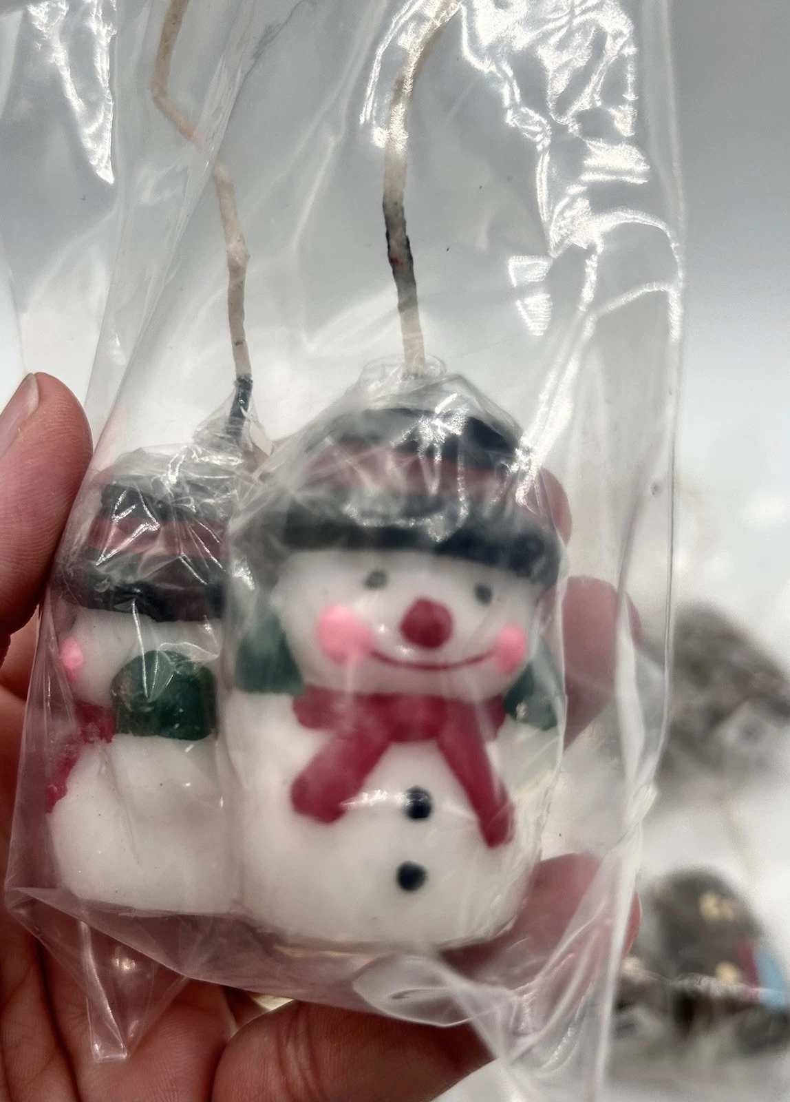 Vintage Christmas Figures Holiday Mini Candles Snowmen Santa Bear 2.5" Lot of 6 - product detail image 2