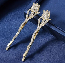 Crystal roses bobby hair pins