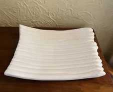 Crate & Barrel Ceramic White Asparagus Plate Serving Platter Never Used with Tag