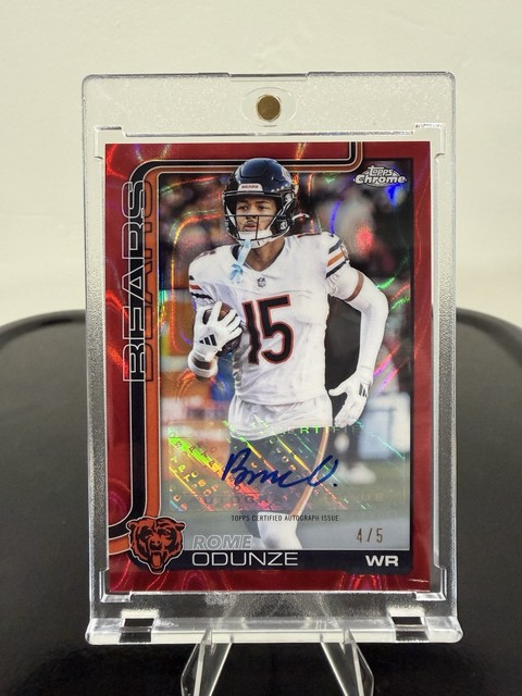 2025 Topps Chrome Rome Odunze Auto Red Lava Refractor /5 SSP Bears BA-RO