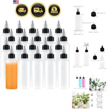 20 Pack 4oz Boston Squeeze Bottles, Clear Plastic Dispensing Bottles with Twi...