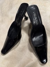 PRADA Black  Patent Vintage Slip-On Heels