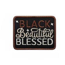 Black Beautiful Blessed Tab Embroidered Tactical  Hook Loop Patch Badge Black