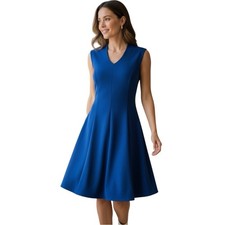 Adrianna Papell, Sleeveless Dress, Back Zipper, Solid Vibrant Blue, Size 12P