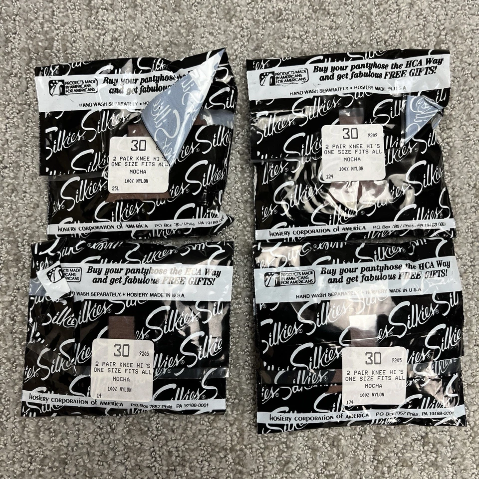 De Colección Silkies Manguera Alta Rodilla OSFM Taupe Beige Moca Variado Lote 16 Pares (8 Paquetes) Nuevo de Lote Antiguo Foto 2 de 4