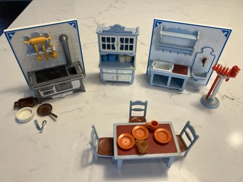 Vintage Playmobil 5320 Blue Kitchen for Victorian Mansion 1989 Lot.