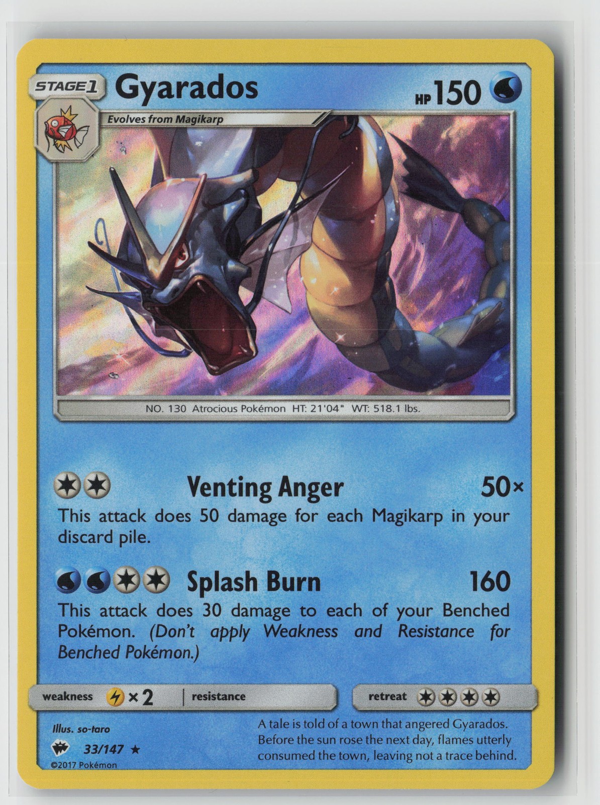 Gyarados Holo Rare SM - Burning Shadows 33/147 NM