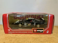 Burago Ferrari F40 Evoluzione (1992) 1:24 Scale Diecast Model Black #0542