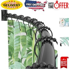 Matte Black Adjustable Shower Rod 38-72 In, Superior Stability, Easy Assembly