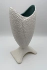 13.5" Royal Haeger Pottery White Popcorn Pebble Lava Footed Vase Aqua inside A+