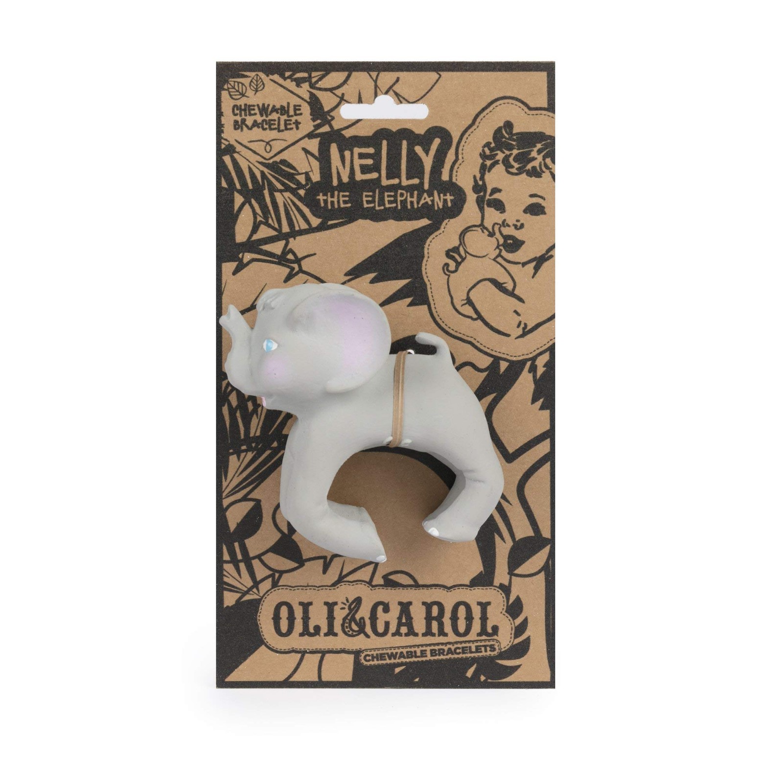 Oli & Carol - Natural Rubber Baby Teether and Bath Toy, Nelly The Elephant, 9 cm