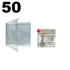 50 STANDARD Clear Smart Tray Double CD Jewel Case & 100 OPP Bags
