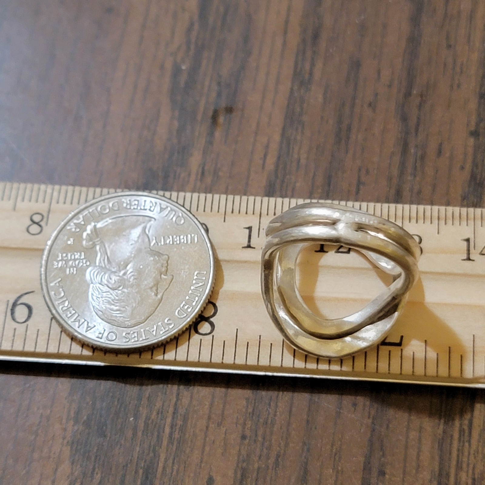 Rare Sterling Silver Hammered Ring, Split Band Op… - image 8