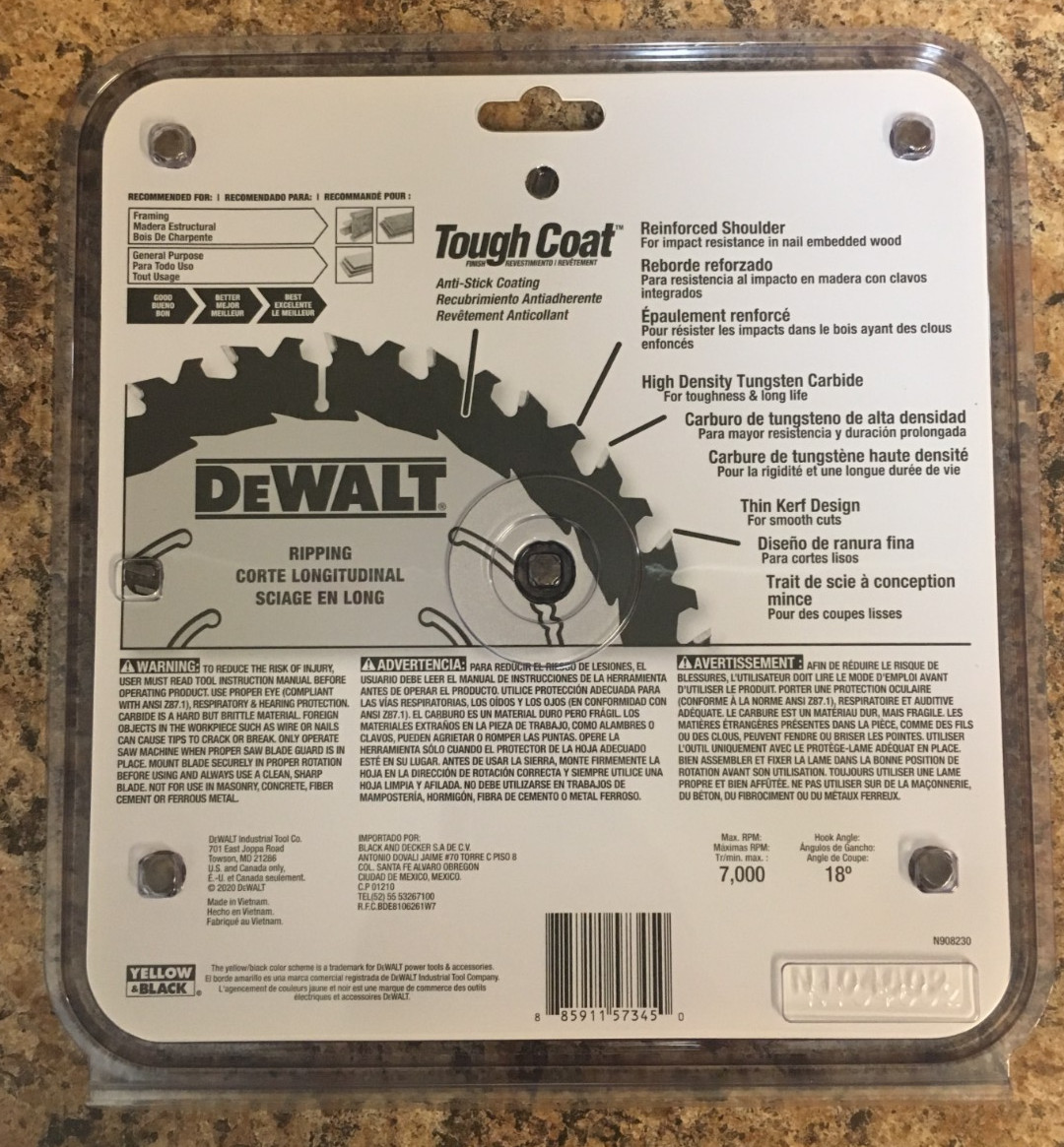 DeWalt DWA181424 8-1/4 in. 24T Tungsten Carbide Circular Saw Blade