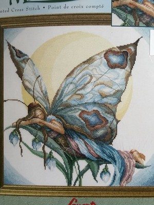 Lanarte Quiet Moments Fairy Butterfly At Rest Counted Cross Stitch Kit Evenweave
