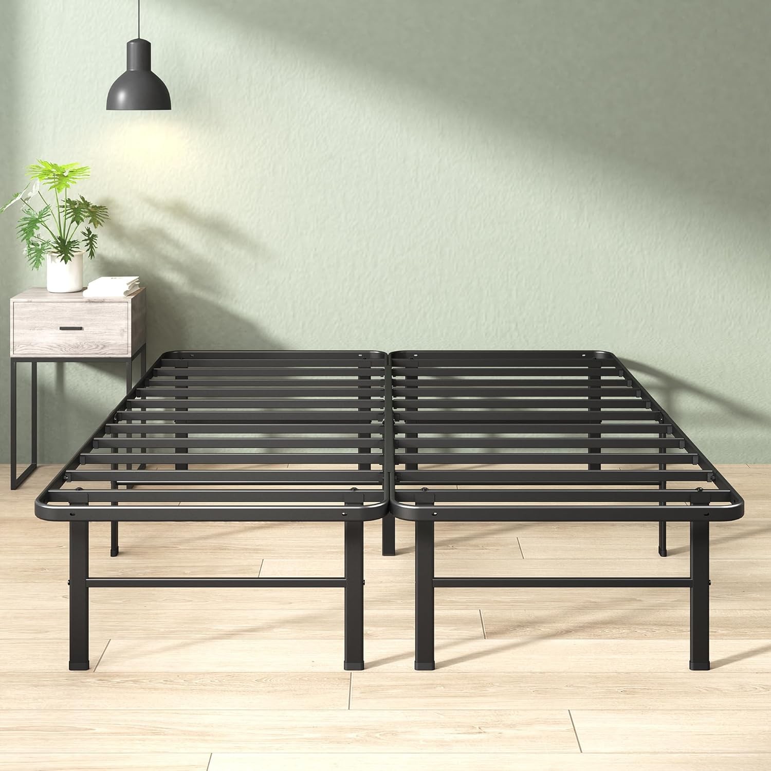 Zinus Rumi 14in Full Metal Bed Frame, Quick Assembly SmartBase&reg; Full, Black 
