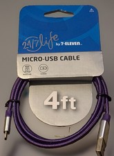 Micro USB to USB-A Cable   4ft Braided   Fast Charge Sync   Heavy Duty Purple