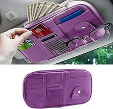 Car Sun Visor Organizer, Sunglass Holder and Storage Pocket, Car Color: Purple
