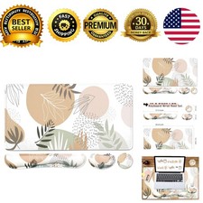 Keyboard Mouse Pad Set Extended Desk Mat Memory Foam Wrist Rest 4Pcs 35.4x15.7