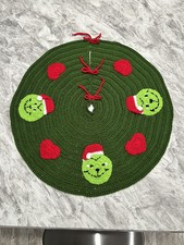 Handmade Crocheted Grinch Christmas Tree Skirt