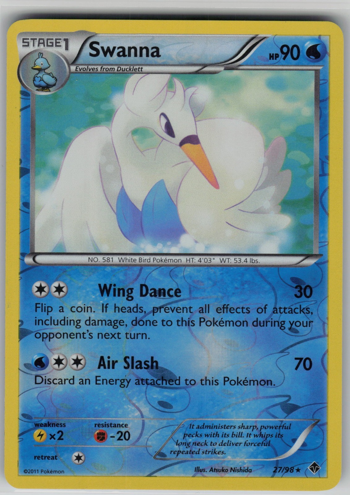 Swanna 27/98 Rare Reverse Holo Emerging Powers Atsuko Nishida