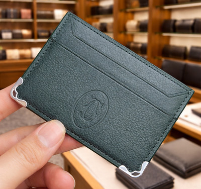 Authentic Cartier Must de Cartier Green Calfskin Card Holder Slim Authentic Cartier Must de Cartier Green Calfskin Card Holder Slim