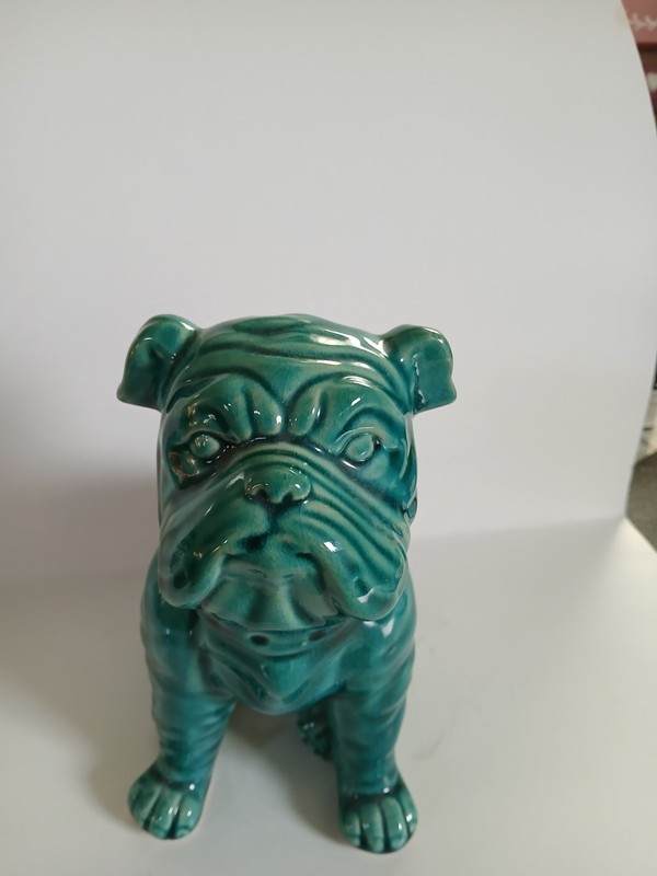 Ceramic Aqua/Teal English Bulldog Statue