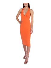 B DARLIN Womens Body Con Midi Dress Orange Sleeveless Pullover Lined Juniors L