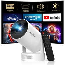 Portable Mini Projector 1080p WiFi Bluetooth, 5W Speaker, Auto Keystone, Home Th