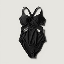 CUPSHE Women Black Crisscross Cutout One Piece Swimsuit Monokini XL NEW