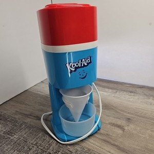 Nostalgic Kool-Aid Snow Cone Maker Shaved Ice Slushies Paper Cones & Ice Mold