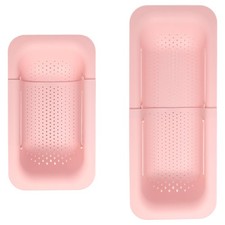 Pink Over Sink Expandable Colander Extendable Kitchen Strainer Basket