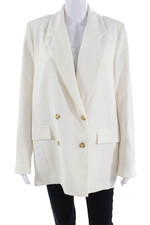 Zara Women White Collared Button Blazer Long ...