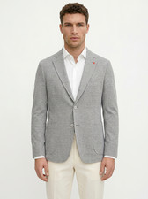  5690 ISAIA NAPOLI "Capri" Gray Sport Coat Jersey Linen Cotton 46 US / 56 EU 8R
