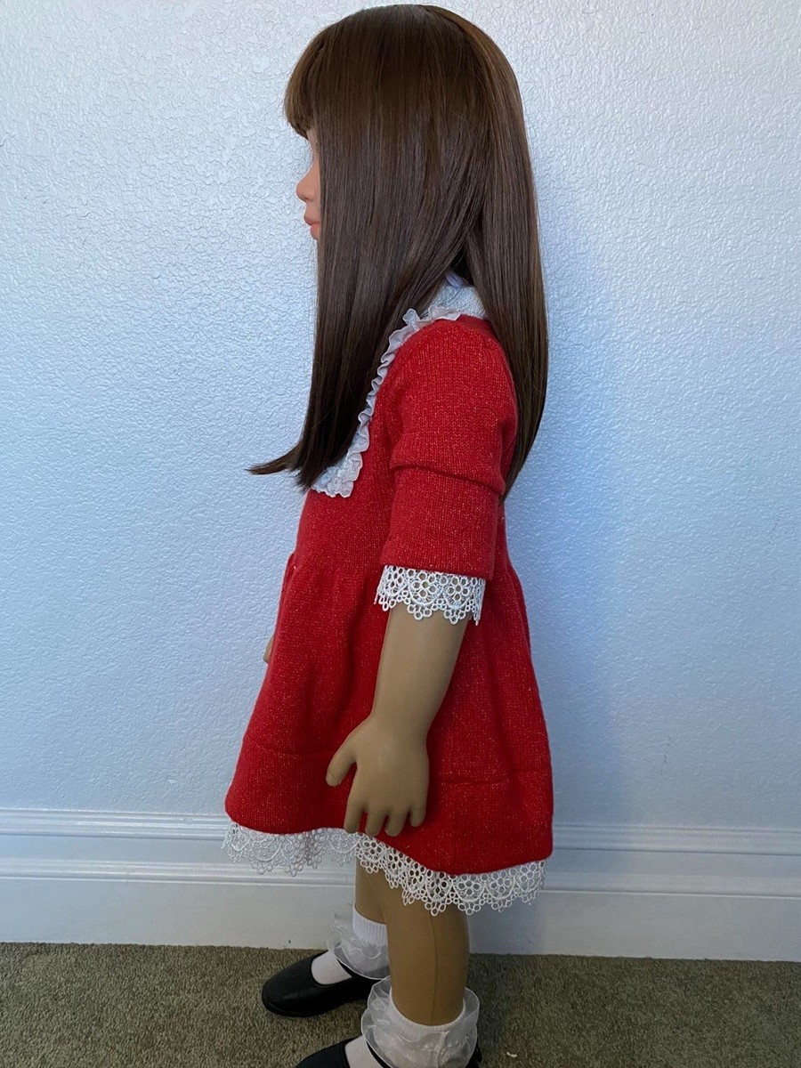 Dolly Dearest Play Doll Red Dress White Lace Trim Collectible