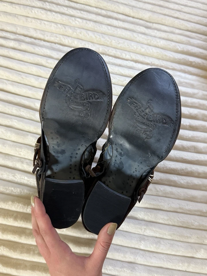 Freebird by Steven Crue 女式皮革短靴蓝色,10 码,踝拉链 — 第 3/4 张图片