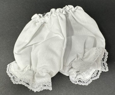 Vintage White Cotton Large Doll Underwear Undergarment Lace Trim 4''