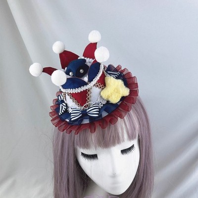 Cute Women Lolita Clown Hat Fascinator  Carnival Jester HatClown Hat Headband