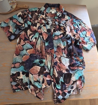 Pull And Bear Abstract Button Down Medium Black/Green