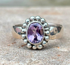 Natural Amethyst Boho Ring 925 Sterling Silver Handmade Birthstone Jewelry