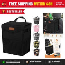 Car Trash Can 2 Gallon Leakproof Hanging Garbage Bag Organizer Black
