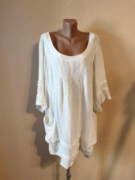 Women Linen Gallery Shirt White 56