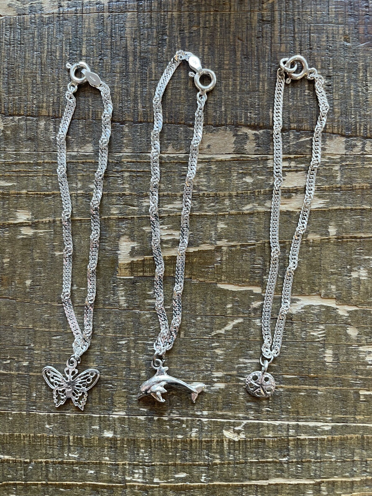 Lot Stackable Sterling Silver Single Charm Bracel… - image 1