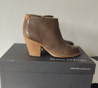 Marc O Polo Damen Stiefelette, Gr. 37 1/3, 4,5 Farbe Gray, Blockabsatz 5-7,5cm  