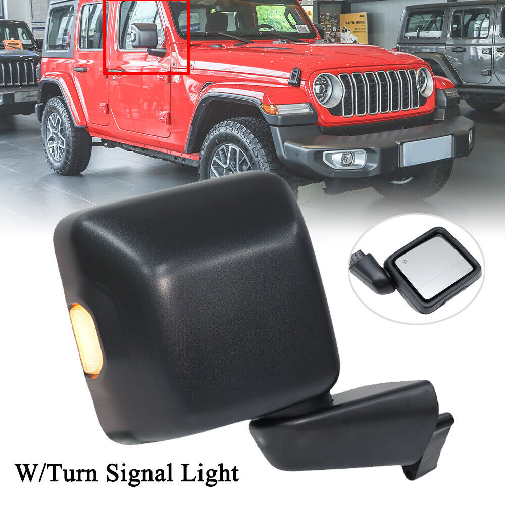 Right Side Mirror W/Turn Signal Heated 7Pin Black For Jeep