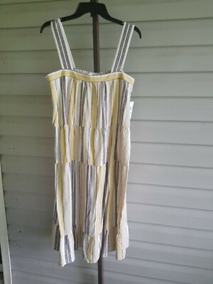 London Times Hampton Yellow Stripes Linen Blend Midi Dress Loose Fit NWT$129 | eBay London Times Hampton Yellow Stripes Linen Blend Midi Dress Loose Fit NWT$129 | eBay